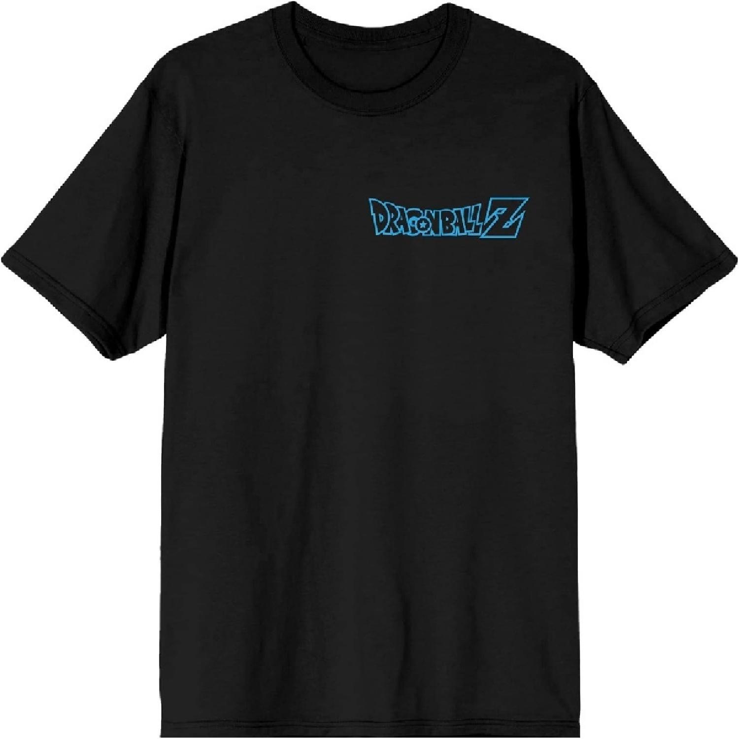 Dragon Ball Z Goku Blue And White Gradient Text Crew Neck Short Sleeve Men s Black T-shirt S