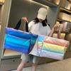 Large Capacity Women Gym Sports Bag LightWeight Soft Shoulder Yoga Mat Bag Foldable With Zipper Handle Waterproof Swimming Bag