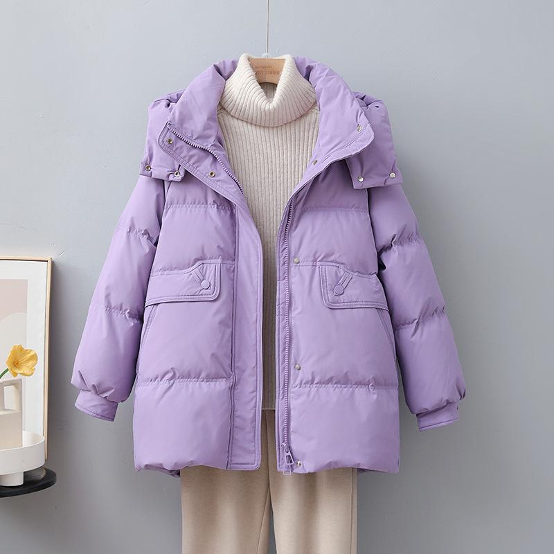Women's 2025 Mid-Length White Duck Down Jacket - Trendy, Slimming, Thick Winter Coat with Auspicious Cloud Design