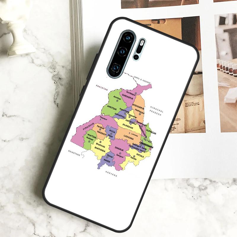 Punjab Map Outline For Huawei Nova Y70 Y72 Y73 Y60 Y90 Y61 Y91 7i 8i 11i 12i 12s 9 10 SE P20 P30 P40 Lite Case
