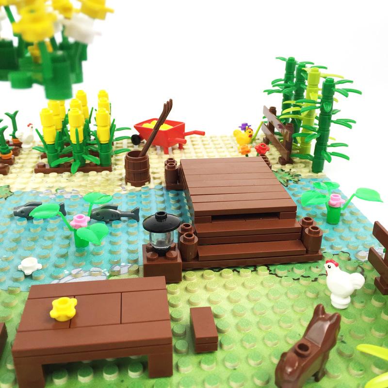 MOC Pastoral Landscape Outdoor Farm Scene Building Blocks Children's Toys