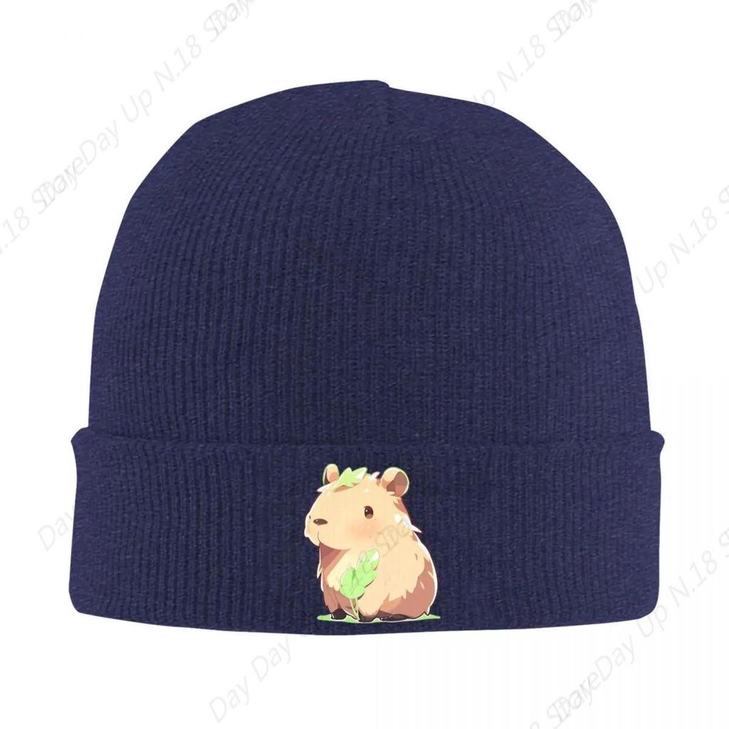 Cute Capybara In Green Leaves Beanie Hats Bonnet Hats Adult Unisex Fashion Kpop Knitting Hat Autumn Design Warm Caps