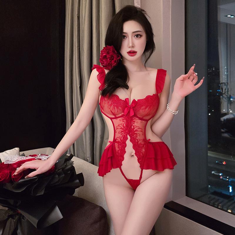 New Fun Lingerie Sexy Lace Alluring Bodysuit Women's Open Range Small Chest Uniform Alluring Sleepwear