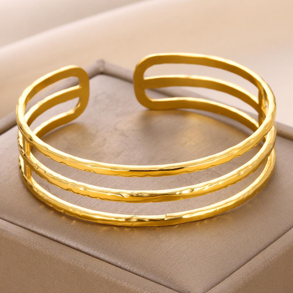 Titanium Steel Adjustable Bangle: Women's Durable, Fade-Resistant Open Cuff Bracelet