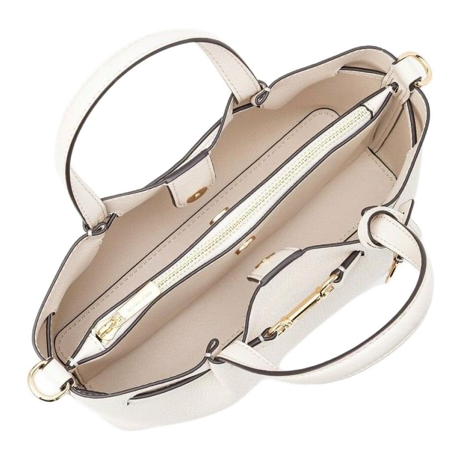 Michael Kors MK Carson Center Logo Charm Leather Tote Bag Small Women Tote Bags Beige 35S5G2ZS5T-BEI