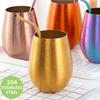 New Stainless Steel Wine Cup With Straw Single Layer Metal Drinking Mug Multifunction 500Ml Big Belly Cup Outdoor Drinkware