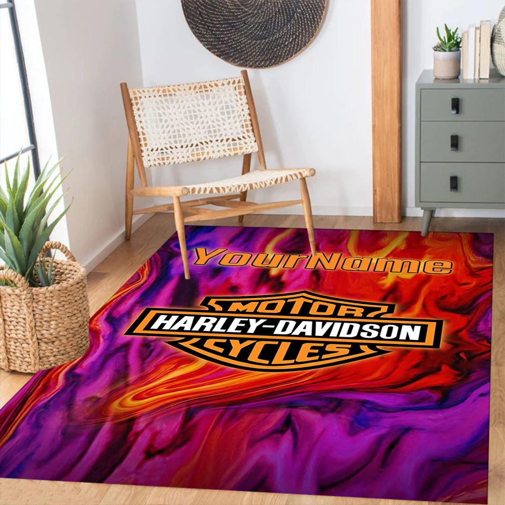 Harley-davidson Motorcycles Customize Text Carpet Design for Bedrooms Dormitory Game Room Decorate Room Antislip Carpet Office Home Decor