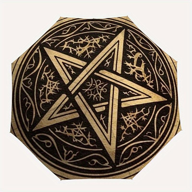 Pentagram Symbol  Umbrella, Portable 3-Fold Umbrella for Men & Women,