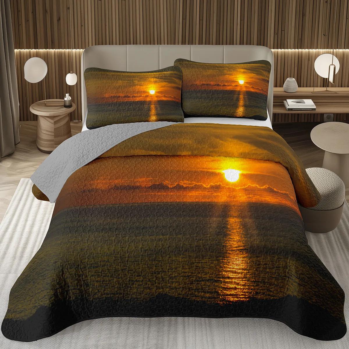 

Comforter Natural Scenery Sunrise Landscape Settwin Full Queen King Quilted Bedding Set For Girls Teens Women Bedroom Comforter (quilt)-EU Single(135*200cm)3pcs