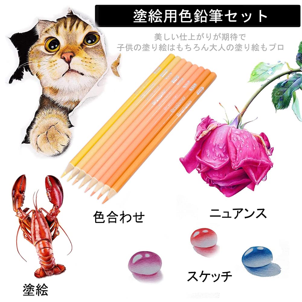 Roleness Colored 80 Adult Coloring Book Beginner and Soft Storage Pencil Sharpener Included Oil-Based Pencils, Colors, Set, Professional, Core, Gift,