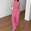 Casual and Simple Sleeveless Waistcoat and Straight-leg Pants Set for Women's Spring and Summer