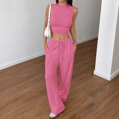 Casual and Simple Sleeveless Waistcoat and Straight-leg Pants Set for Women's Spring and Summer