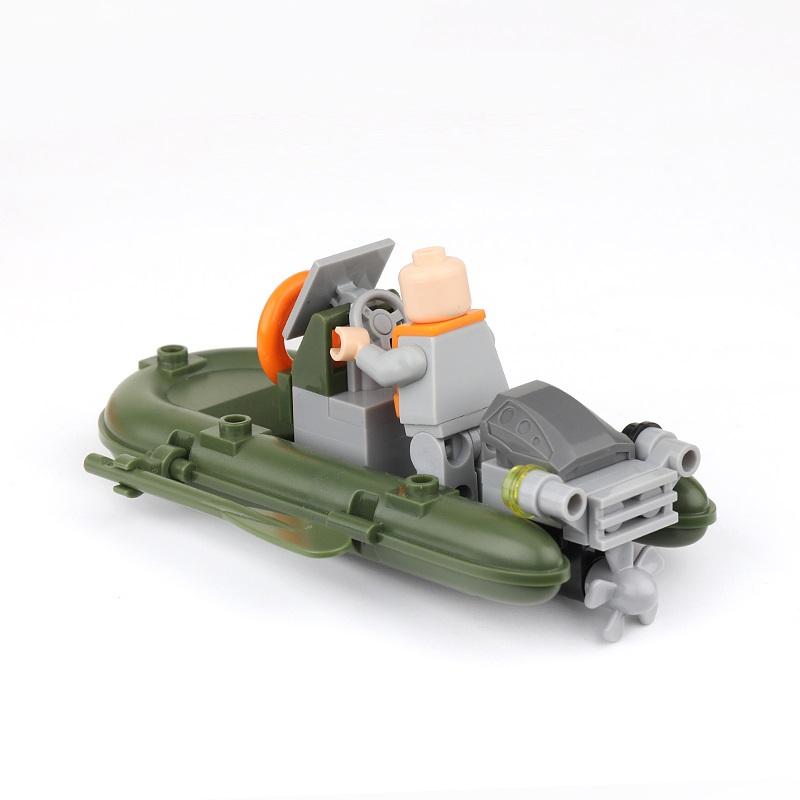 Creative Speedboat Rubber Boat Assault Boat City MiniFigure Blocks Bricks Sets Classic Model Building Kits Kids Education Toys
