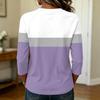 Women's Raglan Sleeve T-Shirt, Round Neck Three-Quarter Sleeve Striped Color-Block Pullover Top