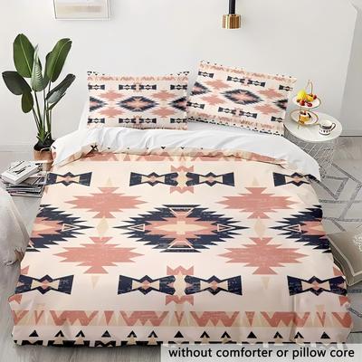 Boho Geometryczny Wzór Drukowany w 3D Poszwa na Kołdrę Nowoczesny Południowo-Zachodni Styl Plemienny Zestaw Pościeli Luksusowo Miękki Tekstylny Pokrowiec na Kołdrę