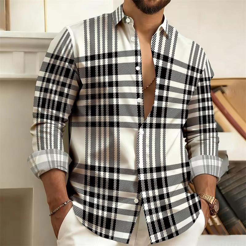 Autumn Winter New Men Clothes Long Sleeve Casual Stripe Shirt