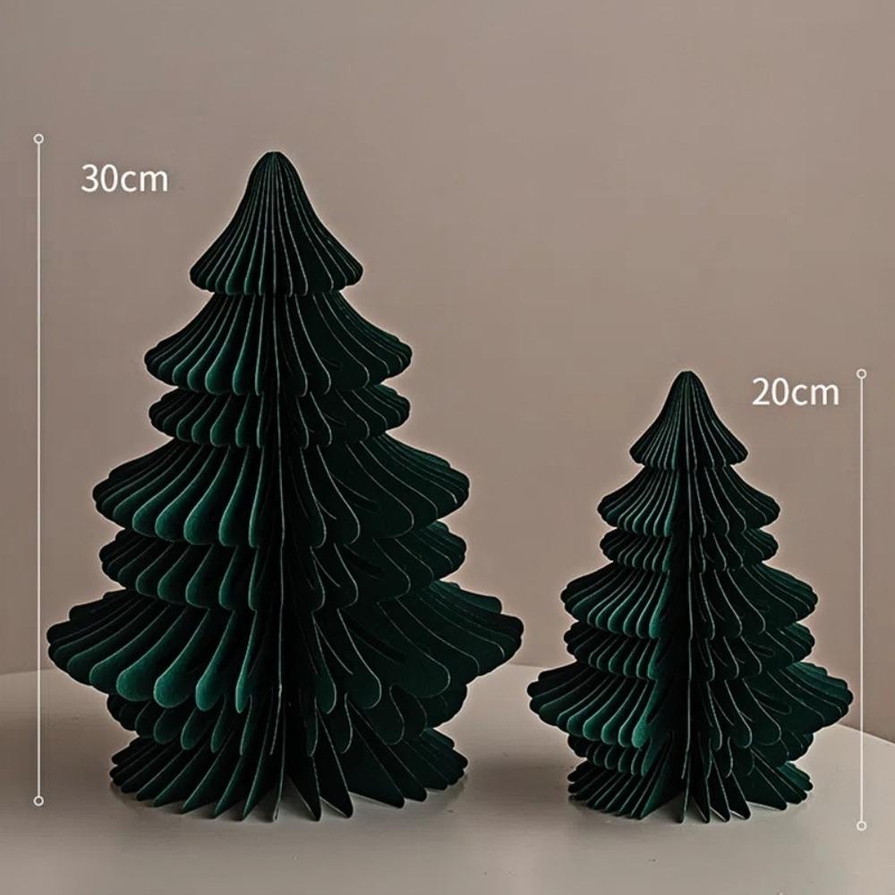 2pcs Trendy 20/30cm Christmas Tree Ornament 3D Paper Party Favers Mini Folding Xmas Tree Desktop Decor Handmade Honeycomb Ball