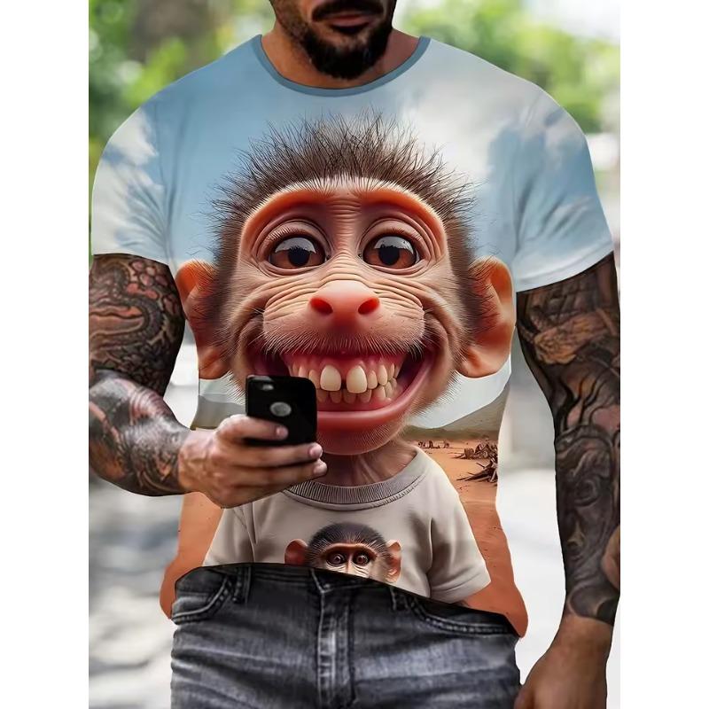 Funny Fat Cat Printed T Shirt Short Sleeve T Shirt 3D Print Fashion O-Neck Shirt Green Summer Spring Cute Clothing Apparel