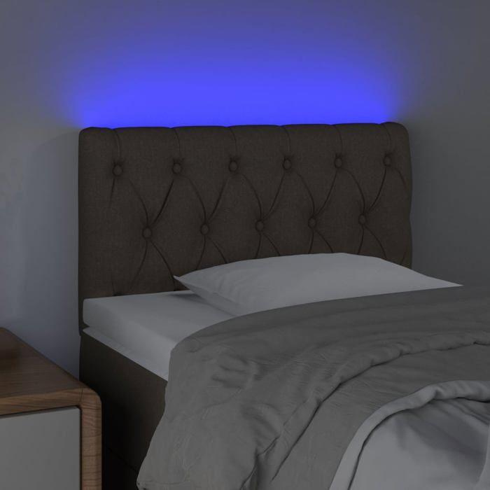 VidaXL Tête de Lit à LED Meuble de Chambre à Coucher Accessoire de Lit Simple Tête de Cadre de Lit Intérieur Taupe 3121926