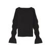 N Natural Beauty Wave Sleeve Knit Black Basic Women's Sweater,