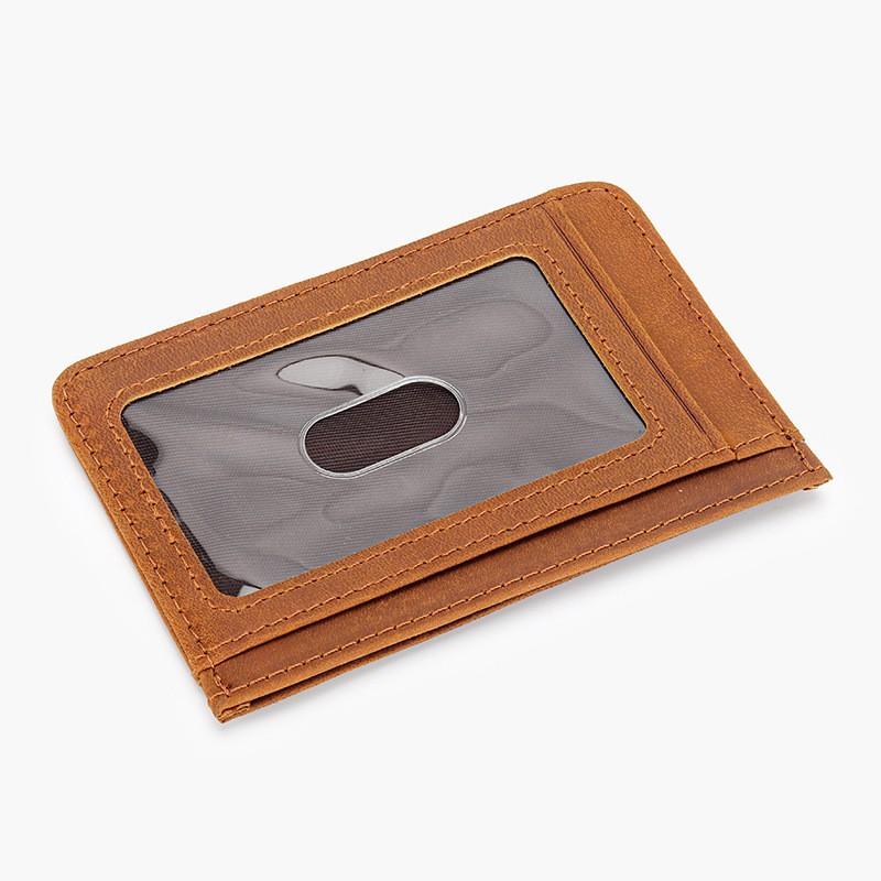 

Leather Ultra-thin Card Cover Men Women s Matte Cowhide Bank ID RFID Credit Bag 8x10x1cm коричневий