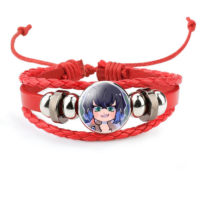 Elegant Demon Slayer Time Gem Leather Bracelet Hashibira Inosuke Unisex Design