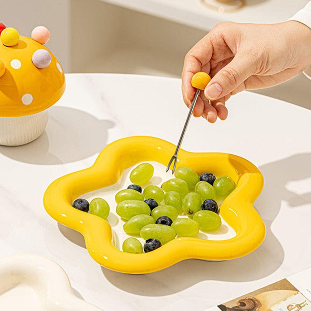 Creative Mushroom Fruit Fork Anti-scald Cute Toothpick with Holder  Household