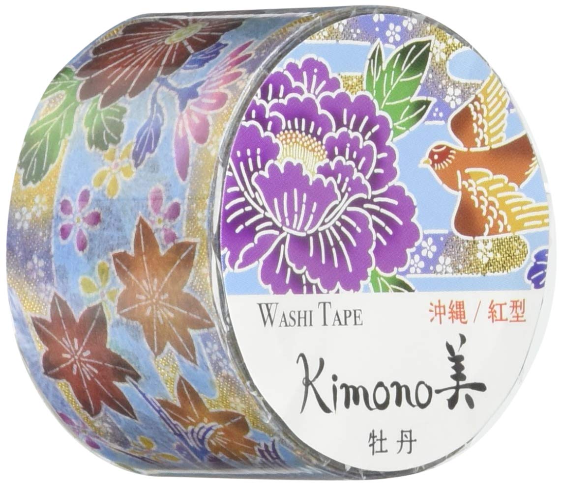 Kamiiso Sangyo Masking 25mm x Tape, Okinawa/Bingata Peony, 5m, GR-1026