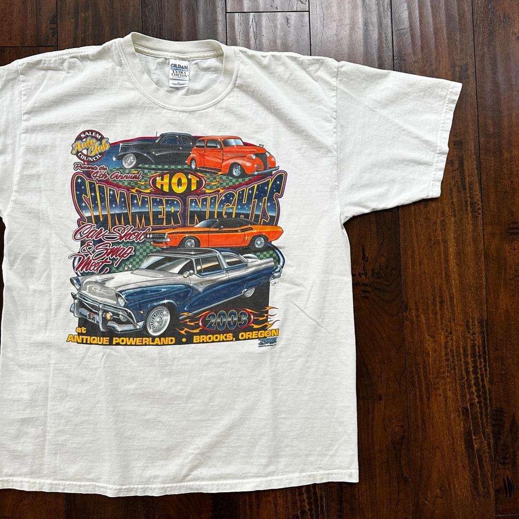 Heiße Sommernächte Rennwagen VTG T-Shirt 2003 Brooks Oregon PDX Muscle Y2K
