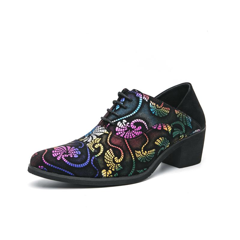 Fashion Men's Casual Leather Shoes New Plus Size Fashionable High Heel Business Class Shoes Rubber Sole Polyamide Lining Adult Shoes