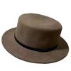French Autumn and Winter New Retro Wool Flat Top Top Hat Women's Outdoor Warm Big Brim Versatile Face Small Felt Hat