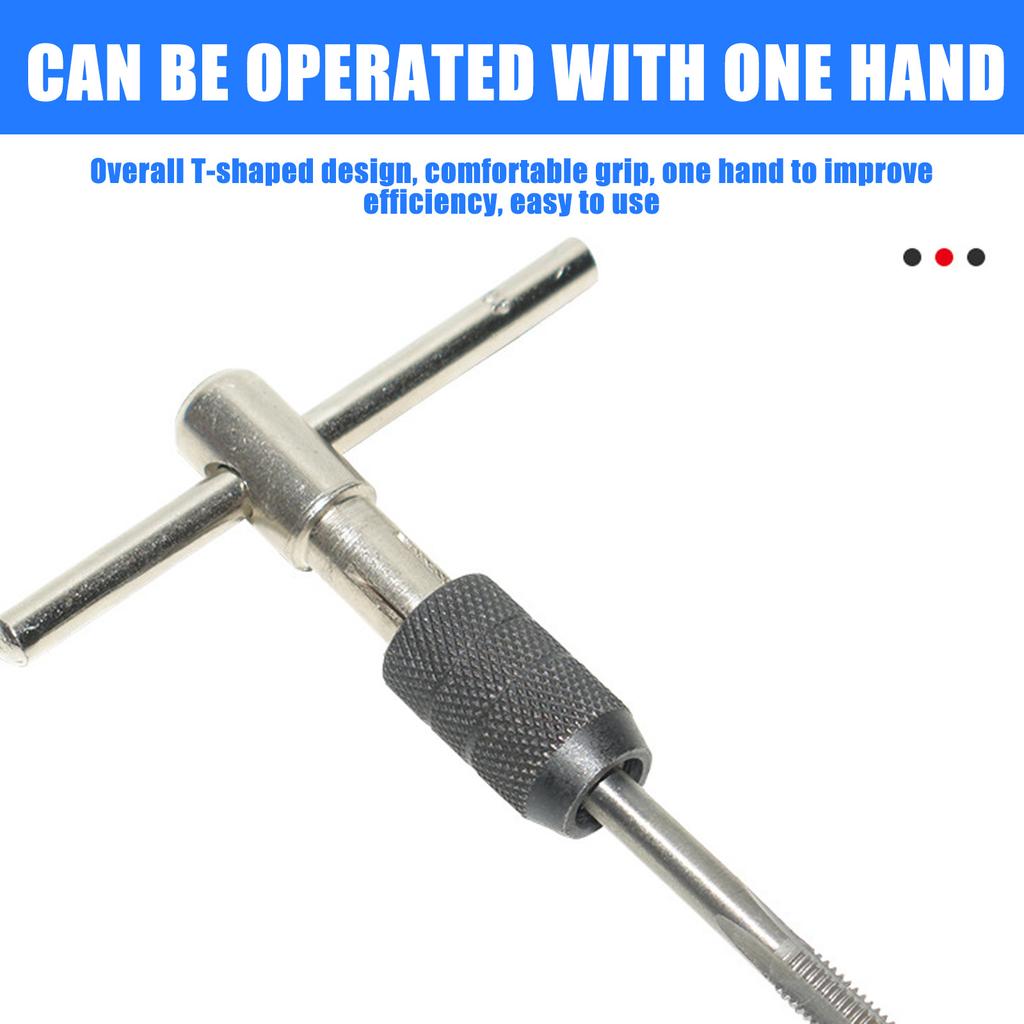 3-6mm T Shaped Tap Wrench Set with 5 Hand Taps Tapping Screwdriver Wrench for M3 M8 Threading Tasks