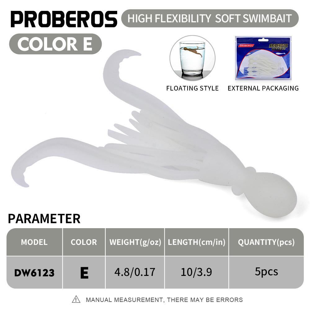 

Мягкая приманка в виде имитатора кальмара, высокоэластичный осьминог, приманка, 10 см/4,8 г Мягкая приманка в виде осьминога для морской рыбалки и ловли с лодки 10cm/4.8g（5 pieces/pack）