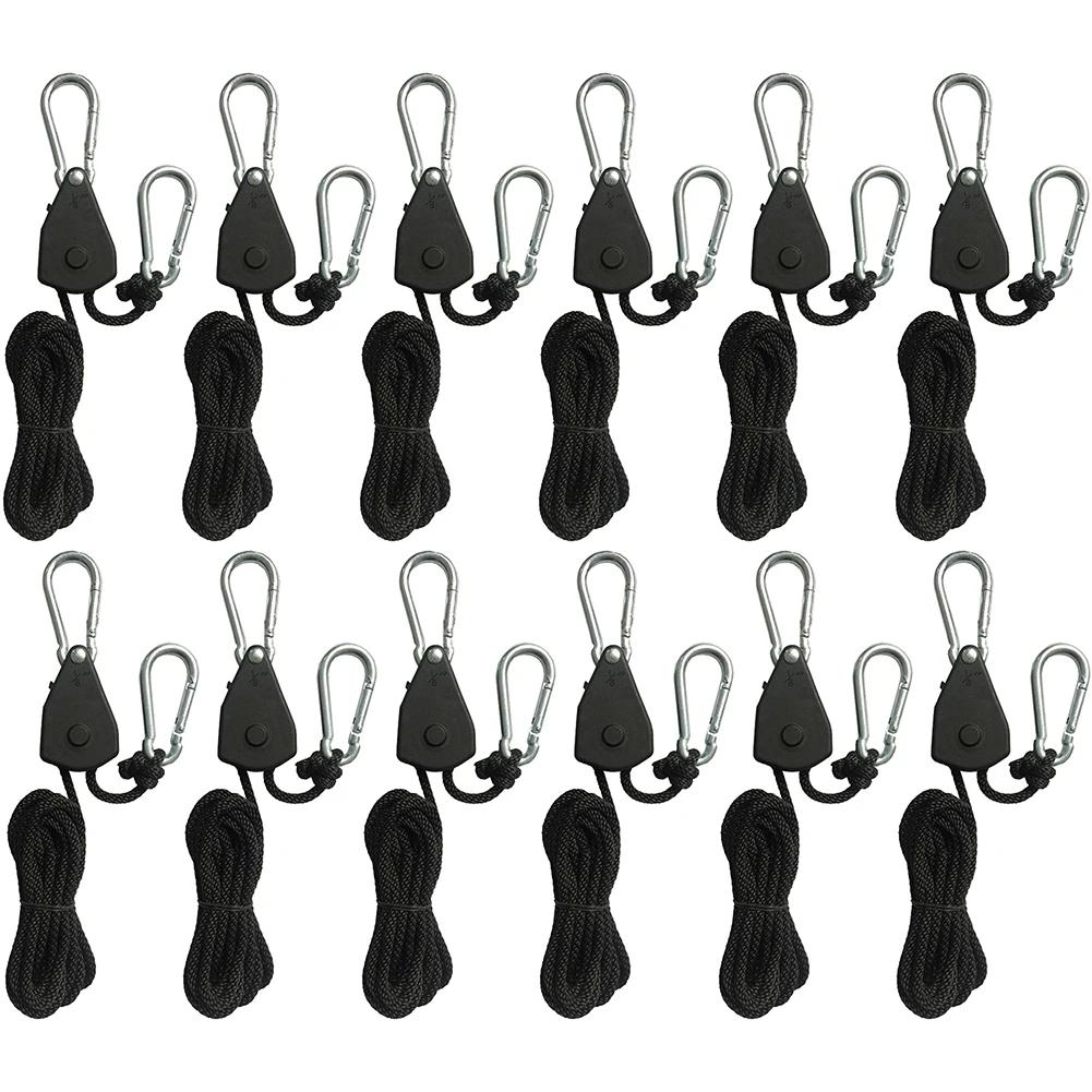 1/2/4/6/8/10/12/14/16pcs Hanger Pulley Ratchets Kayak Rope 1/8 Lift Pulley Rope Pulley 1.6M Lock Tie Down Strap Sky Curtain Tent