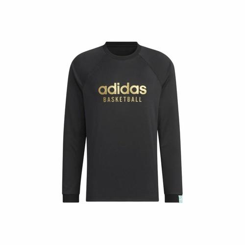 adidas Logo Print Basketball Long-Sleeve Crewneck T-Shirt Unisex Black L чёрный