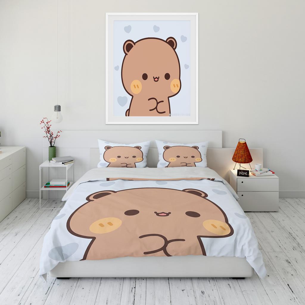Bubu Dudu Cartoon Cute Bear KawaiiGift King Twin Double Child Bedding Set Microfiber Or Polyester Christmas  Duvet Cover Set