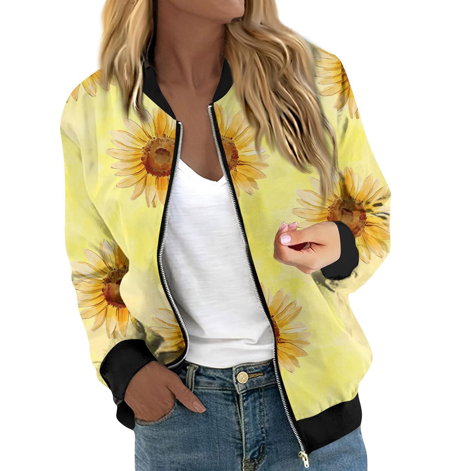 

Куртки женские с длинным рукавом, легкие, на молнии, укороченные, с принтом, верхняя одежда, повседневные, стеганые куртки с карманами L жёлтый