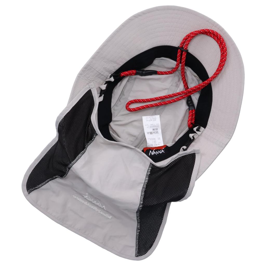 NANGA Nylon Tusser Sunshade Everyday Adjustable Chin Neck Heat N1JLIVN4 Hat, Unisex, Spring/Summer, Outdoor, Use, Length, Sunshade, Strap, Cord,