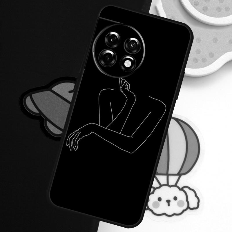 Abstract Line Art Black Case For OnePlus Nord N20 N30 CE 5 3 4 Lite OnePlus 15 13 12 11 10 Pro 10T 13T 13R 15R Cover