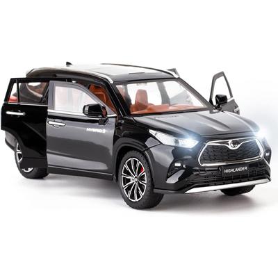1/24 Scale Toyota Highlander Model Car, Zinc Alloy Pull Back Toy Car with Sound and Light for Kids Boy Girl Gift