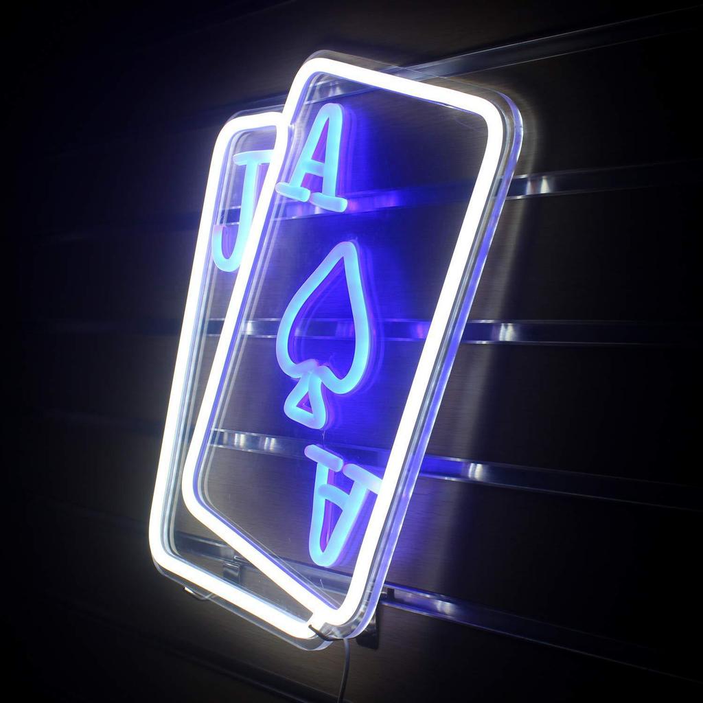 Cross-Border LED Neon Blue Playing Card Light - DIY Creative Shape Letter Sign