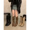 Thick Heel Pleated Pile Long Knight Boots Shoes New Season Western Skinny Skinny Long Boots