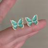 Small Fresh Milk Blue Oil Drop Earrings Fashion Sweet Flower Earrings Super Fairy Holiday Style Earrings