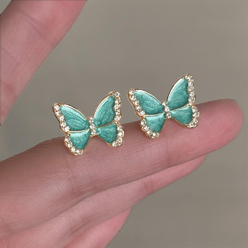 Small Fresh Milk Blue Oil Drop Earrings Fashion Sweet Flower Earrings Super Fairy Holiday Style Earrings