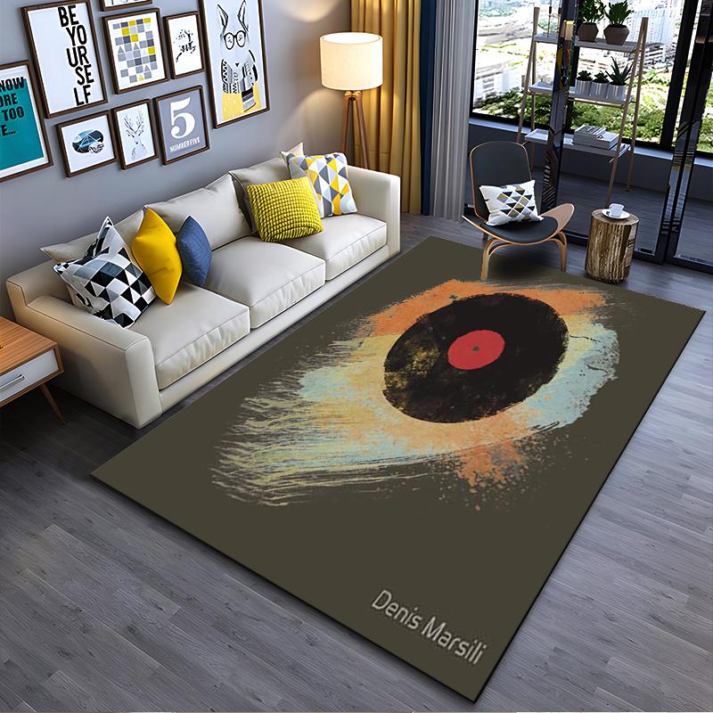 Abstract Vinyl Record Pattern Carpet with Artistic Paint Splash Style Suitable for use as an anti-slip for living room bedroom sofas 40x60cm( 15x23in )