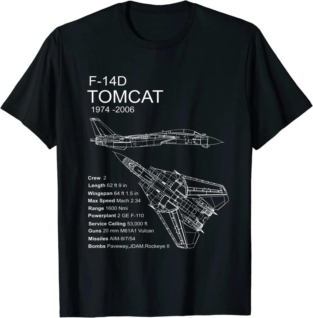 2025 F-14 Tomcat F14 Aircraft Airplane Blueprint Schematic Men T-Shirt Short Sleeve Casual Tees Cotton O-Neck Summer Shirt Tops