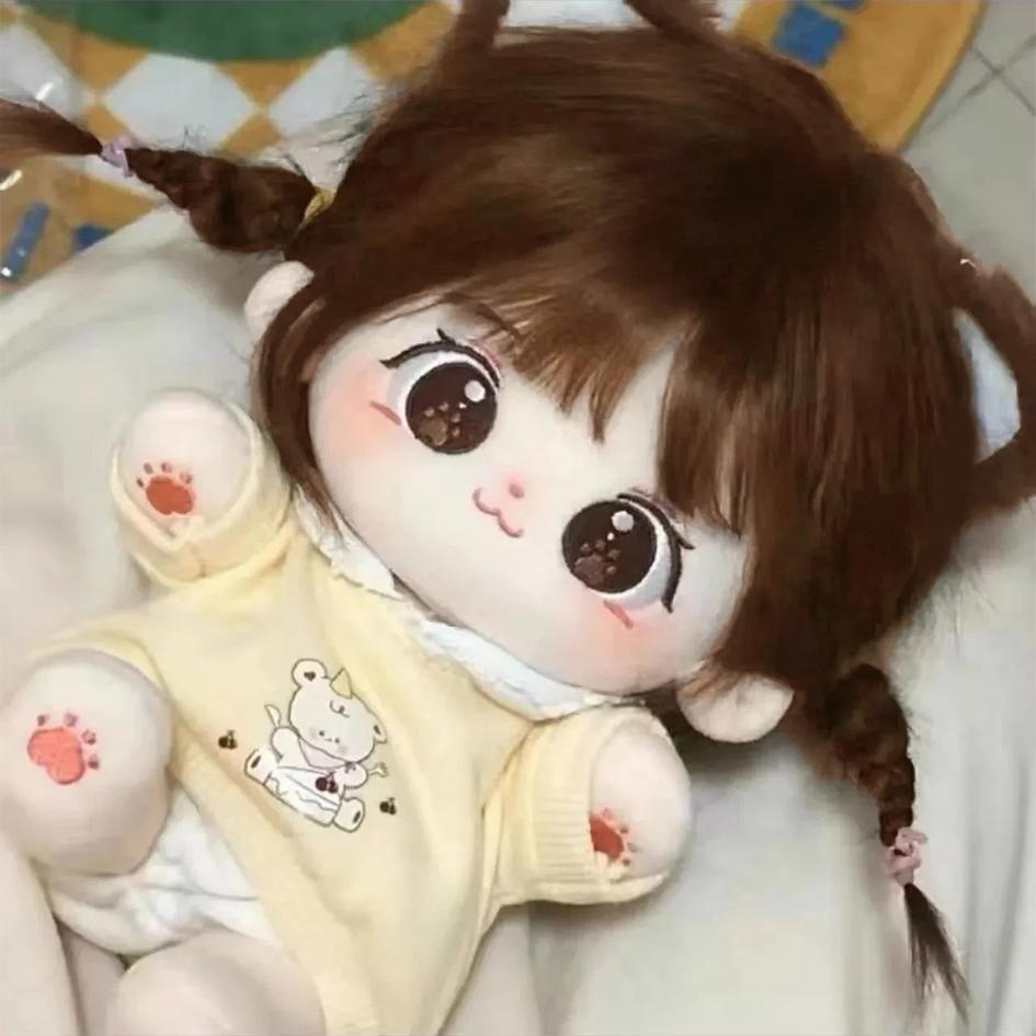 20cm Change Clothes Toy Cute Sweet Girl Cotton Doll Kawaii Sweet Brown Fried Hair Plush Stuffed Toys Body Gift Dolls Outfit