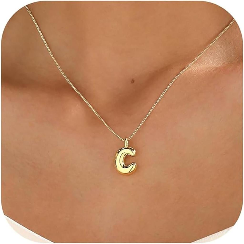 Elegant And Minimalist 26 Letter English Necklace With Bubble Gloss Letter Pendant, Women's Gift Collarbone Chain