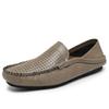 Summer Men's Slip-On Hollow Out Soft Loafers Leather Breathable Work Shoes For Men Comfortable Driving Clog Casual Walking Shoes