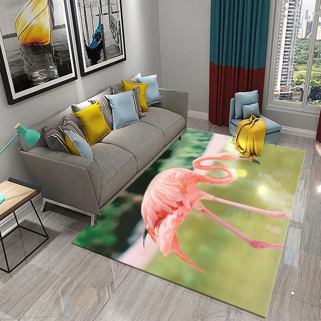 Cute Flamingo Carpet Romantic Animal Rugs Bedroom Living Room Decor Mat Doormat Soft Kitchen Non-slip Hallway Floor Area Rugs